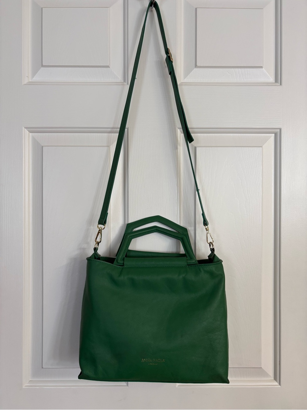 Anna Paola Emerald Green Structured Leather Satchel - Picture 2 of 9